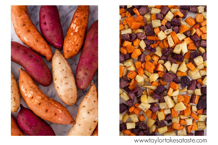 Purple White and Orange Sweet Potato Hash with Country Ham_2