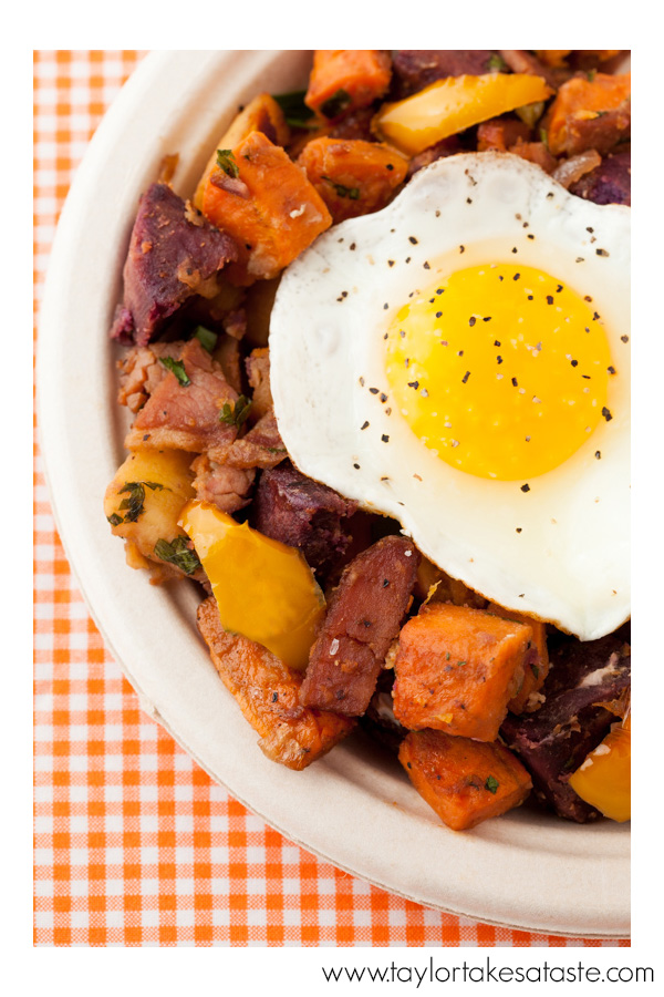 Purple White and Orange Sweet Potato Hash with Country Ham_3